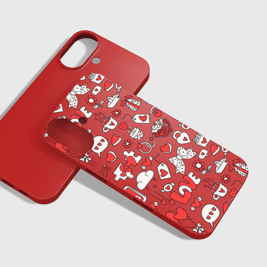 Valentines Day Doodle Love Heart Pattern Cute Design iPhone 16 Plus Case