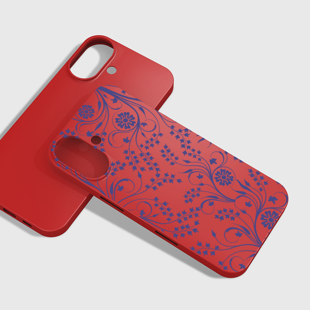 Blue White Vintage Floral Pattern iPhone 16 Plus Case