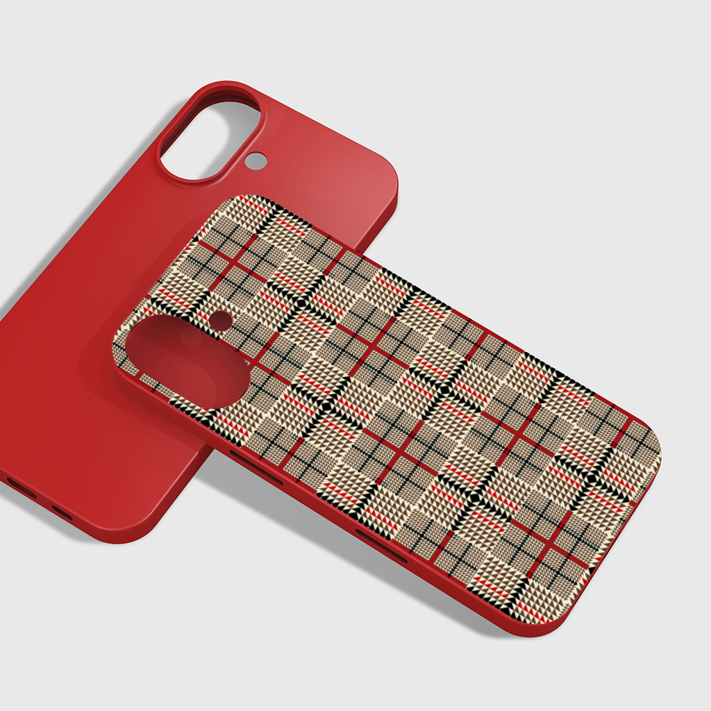 Red Black Geometric Tribal Pattern iPhone 16 Plus Case