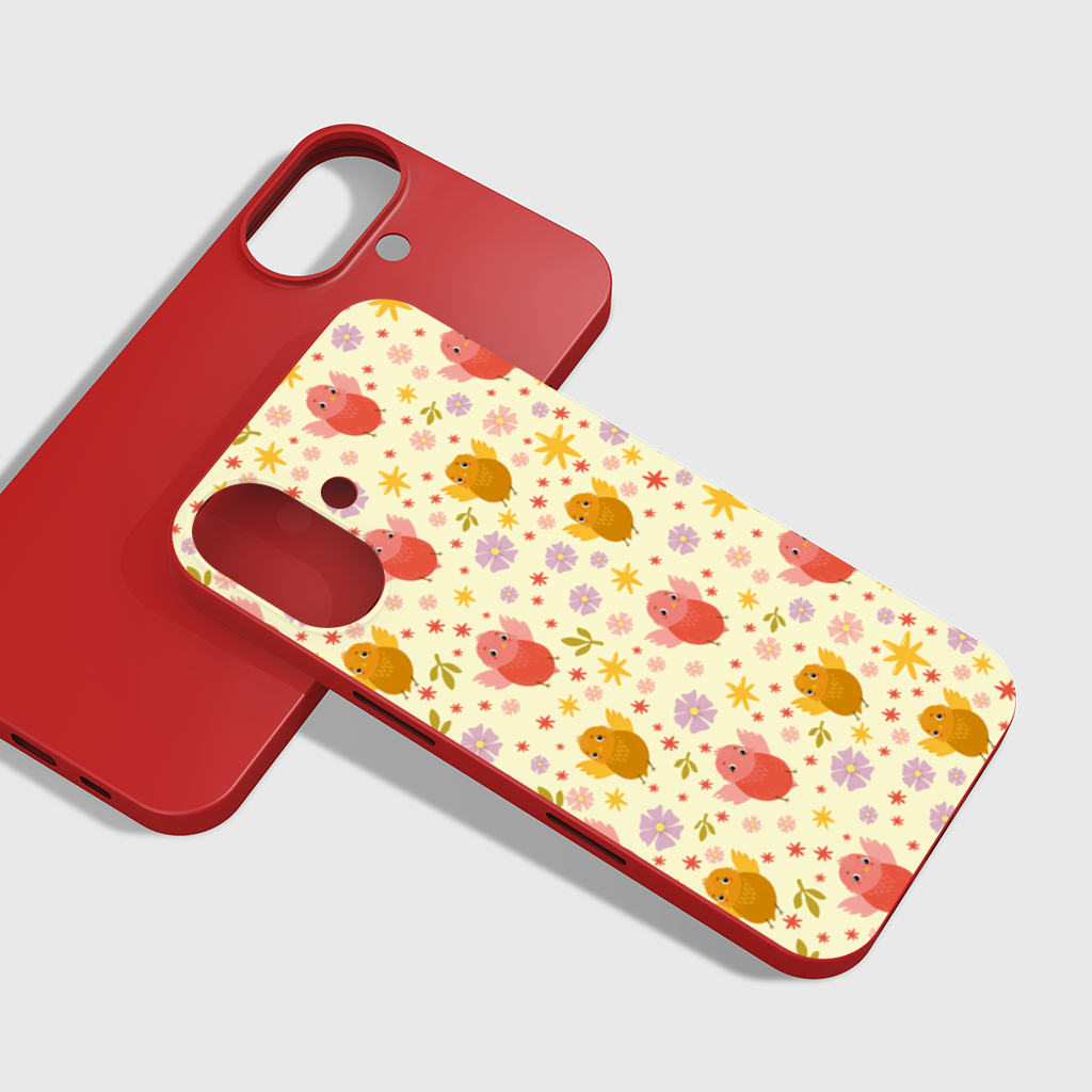 Cute Birds and Floral Pastel Spring Pattern Illustration iPhone 16 Plus Case