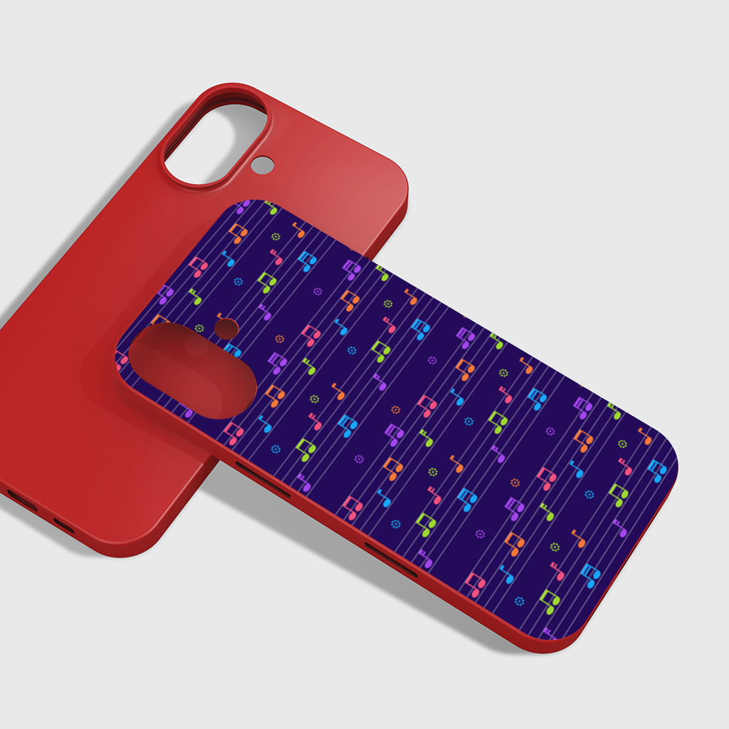 Colorful Music Notes and Modern Rhythm Seamless Pattern iPhone 16 Plus Case