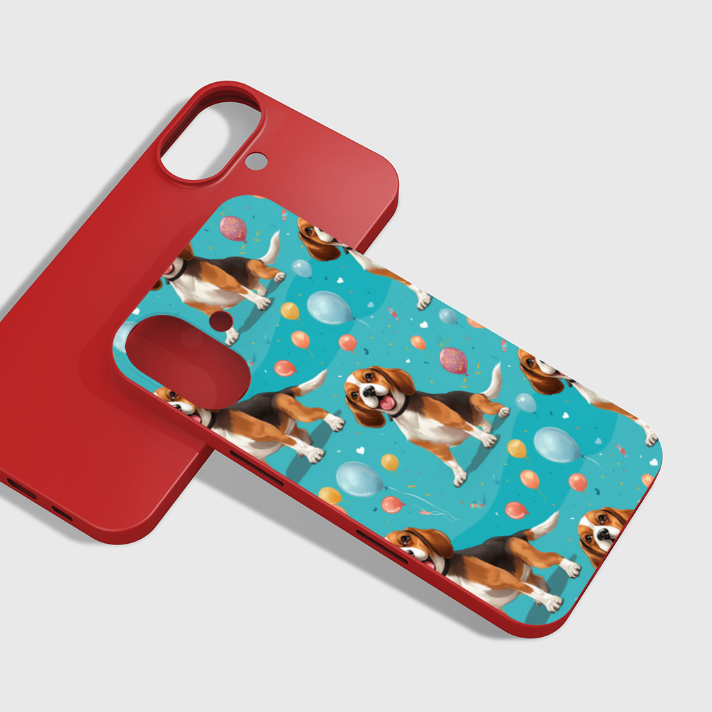 Sevimli Beagle Köpek ve Renkli Balonlar Desenli Tasarım iPhone 16 Plus Kılıfı