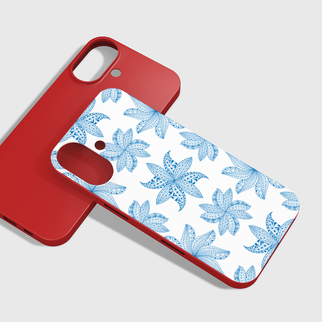 Blue Mandala Floral and Leaf Zentangle Pattern iPhone 16 Plus Case