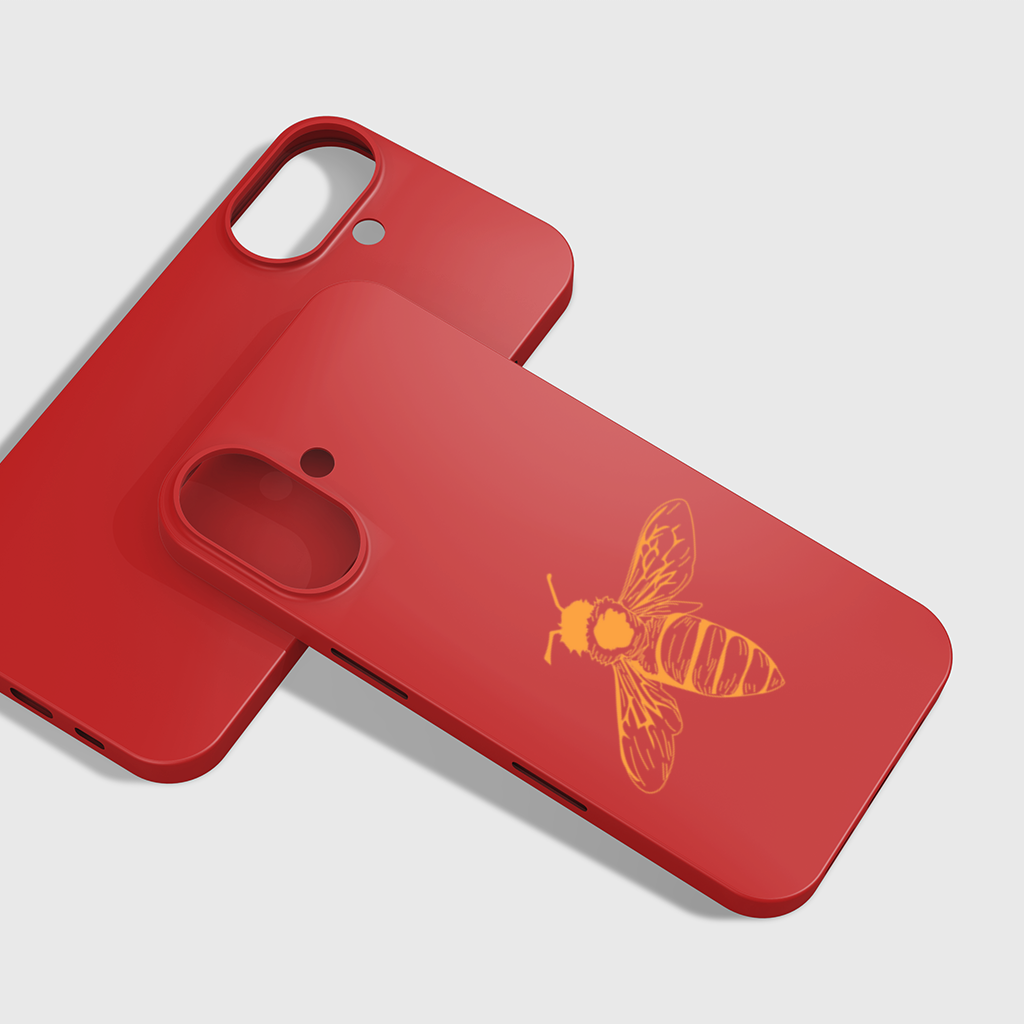 Minimal Orange Bee Illustration iPhone 16 Plus Case