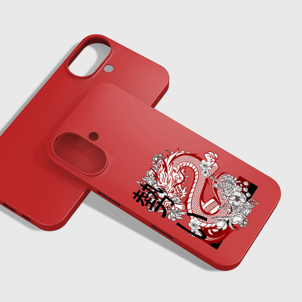 Japanese Dragon with Floral Design iPhone 16 Plus Case