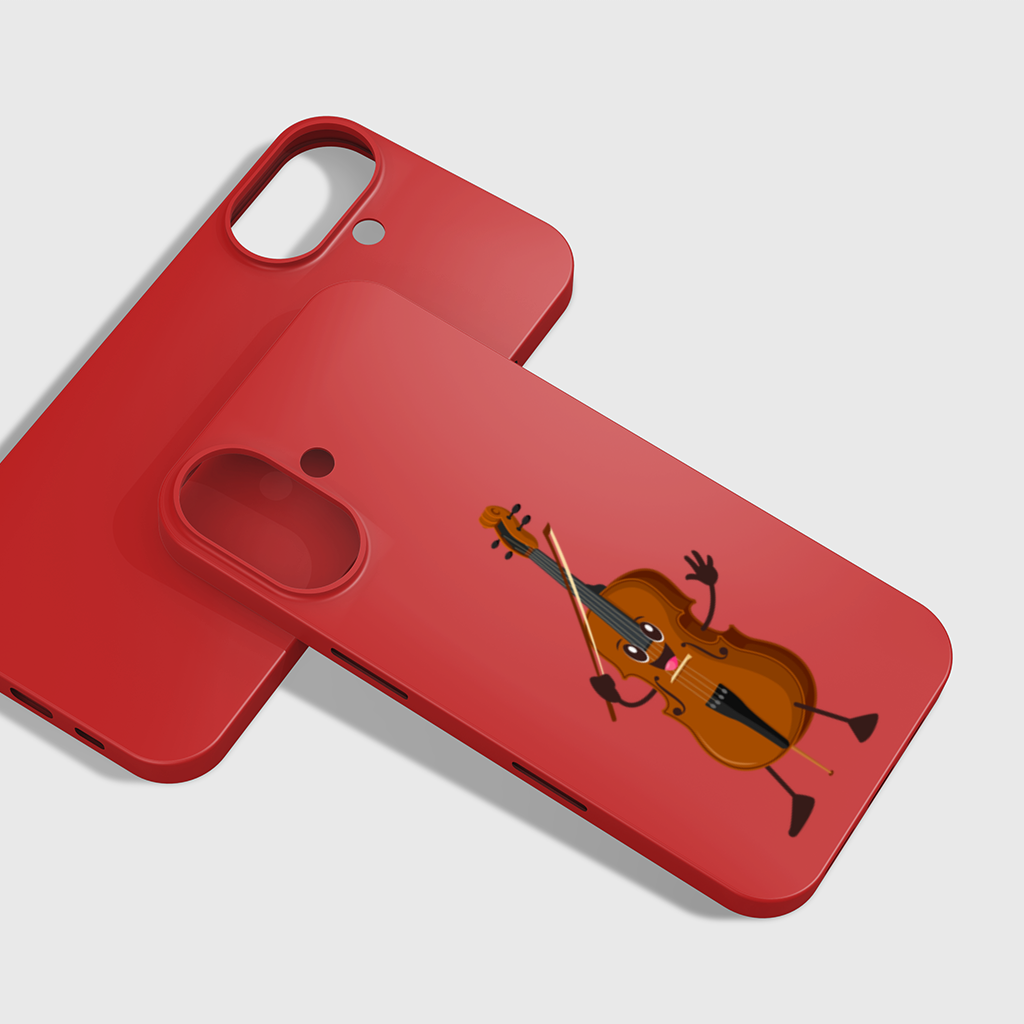 Neşeli Çello Karakteri Sanat Tasarımı iPhone 16 Plus Kılıfı