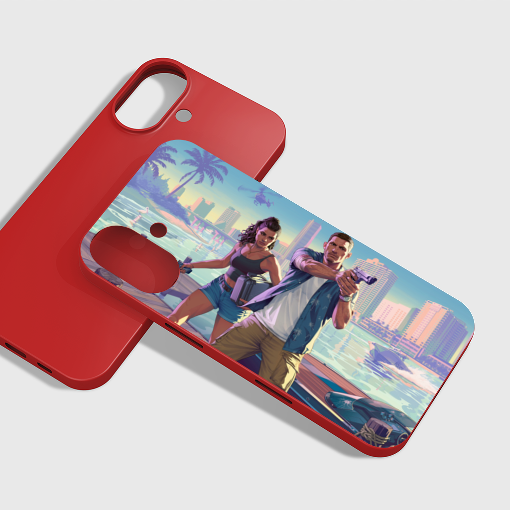 Vice City Showdown Tropical Heist Duo iPhone 16 Plus Case