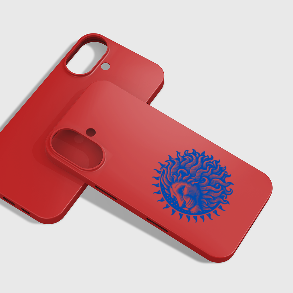 Leo Zodiac Sun and Moon Blue Motif iPhone 16 Plus Case