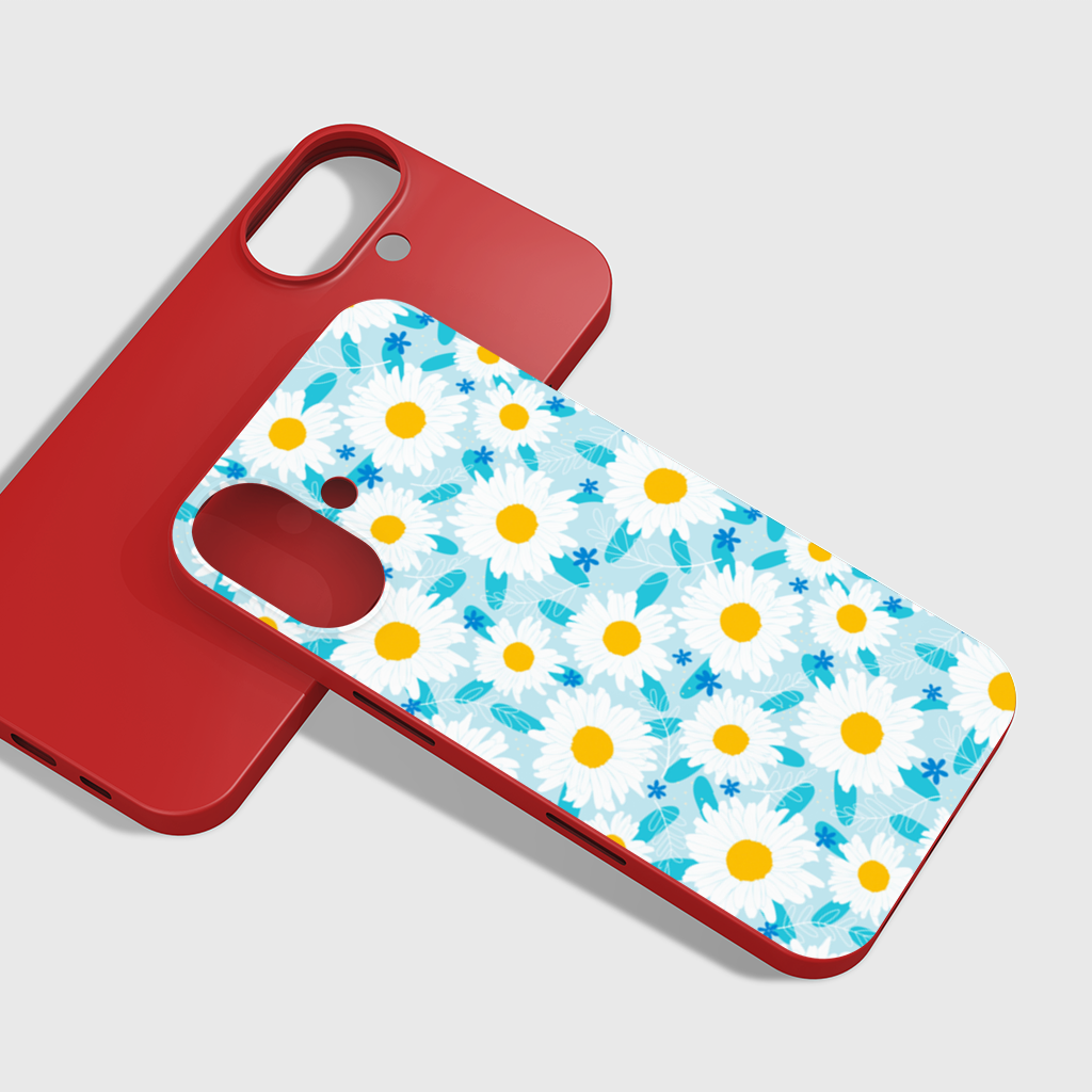 Daisy Garden and Turquoise Leaves Pattern iPhone 16 Plus Case