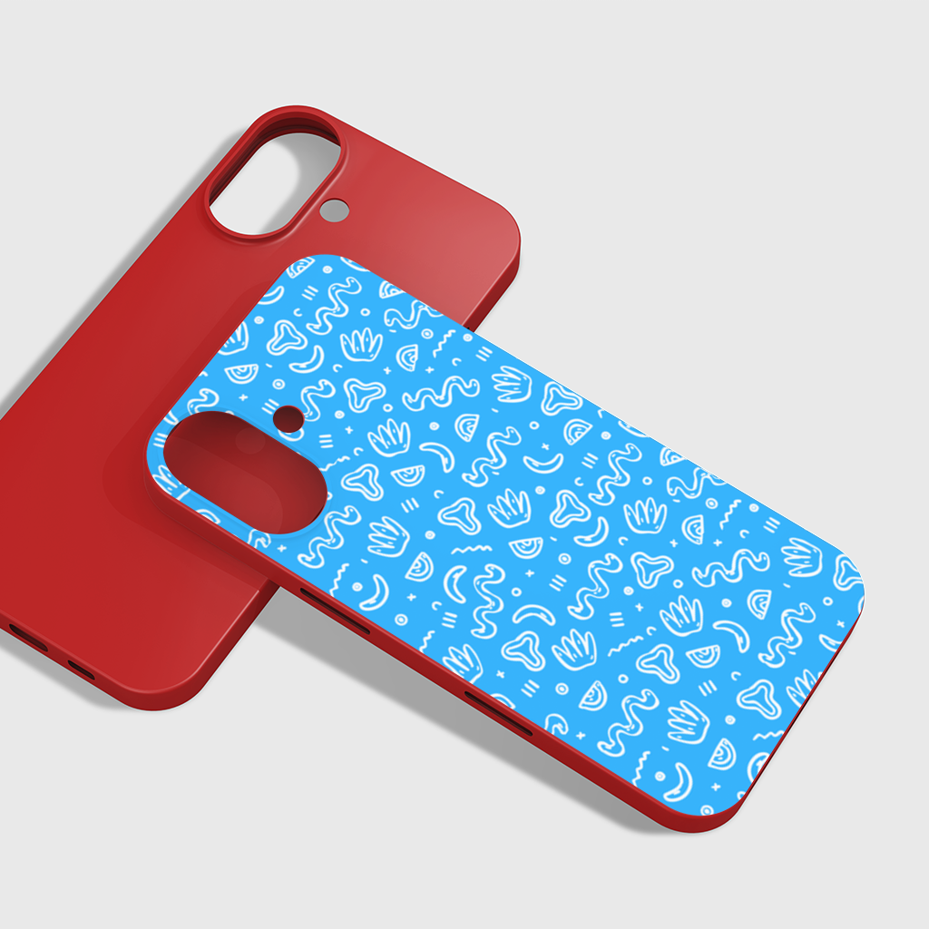 Blue Abstract Doodle iPhone 16 Plus Case