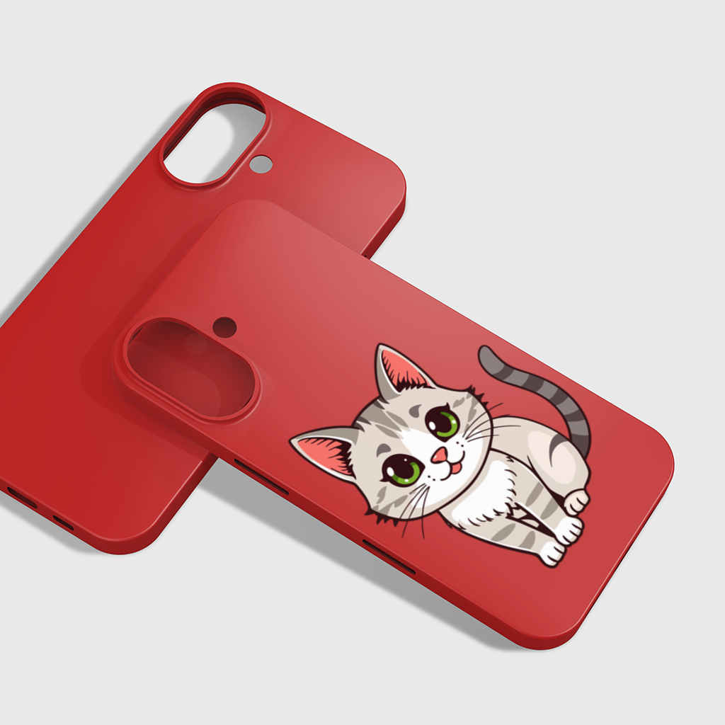 Yeşil Gözlü Gri Kedi iPhone 16 Plus Kılıfı