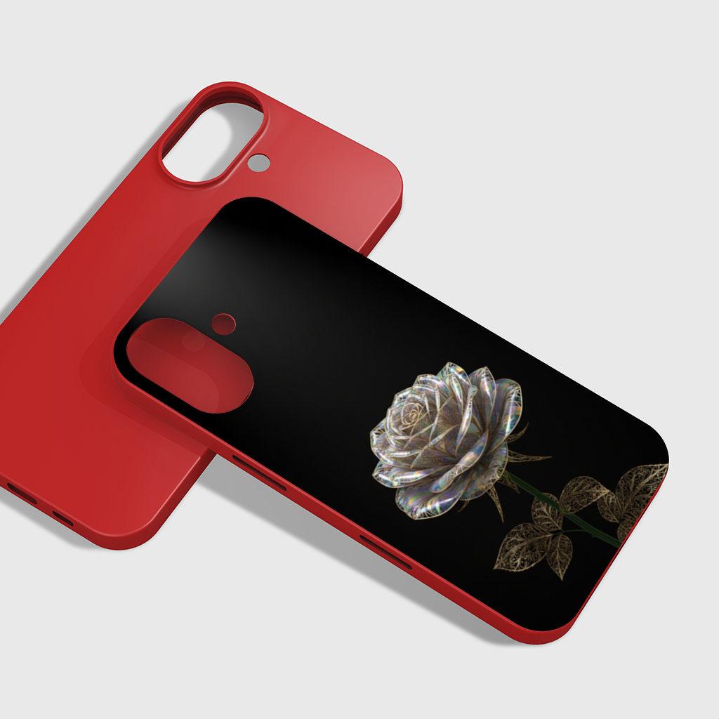 Iridescent Glass Rose Gold Filigree iPhone 16 Plus Case