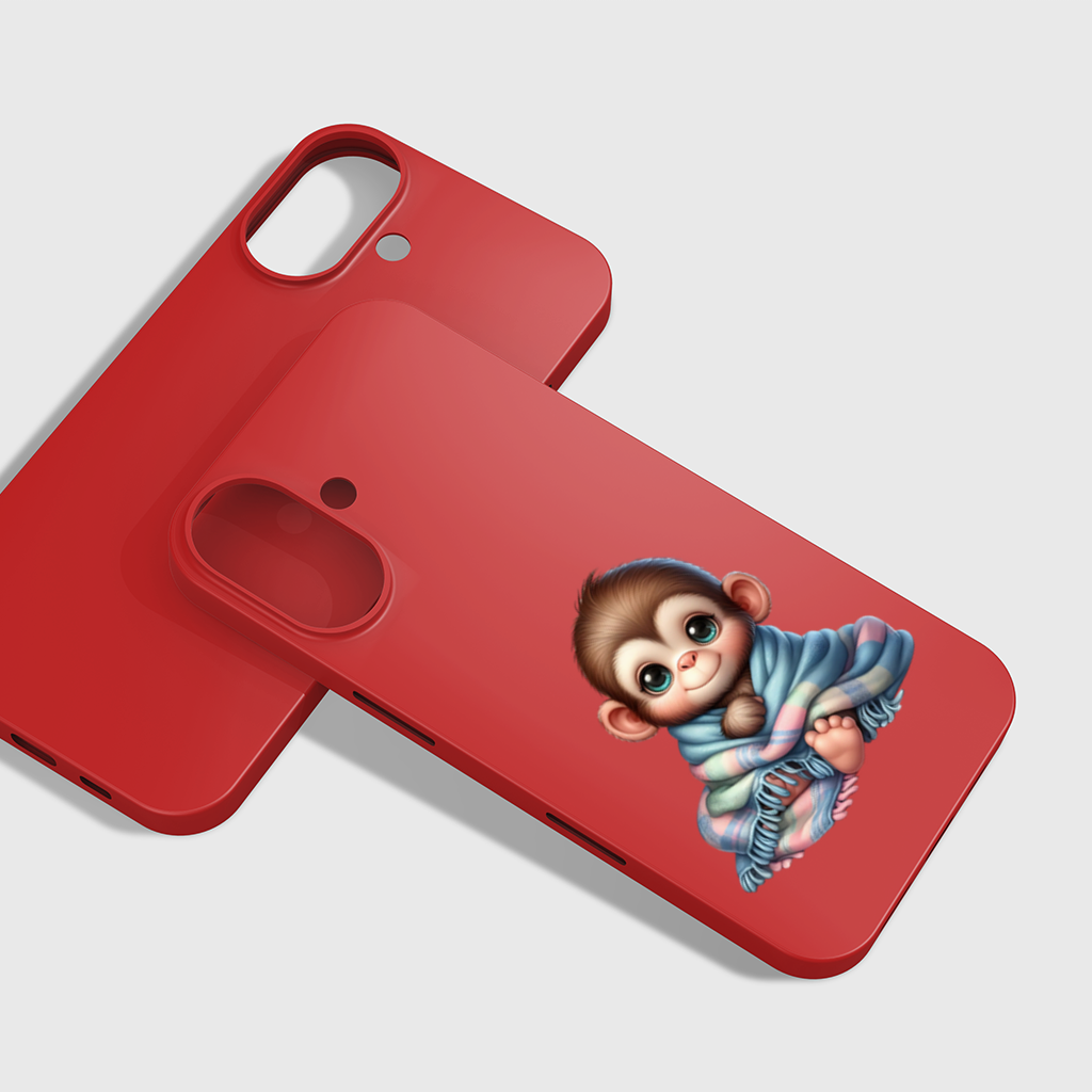 Cute Baby Monkey Wrapped in Blanket iPhone 16 Plus Case