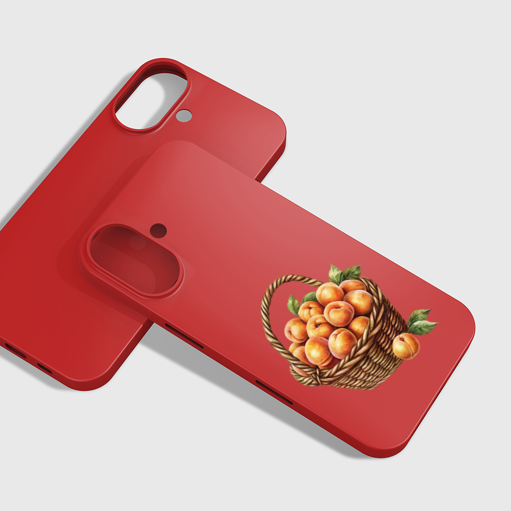 Fresh Peaches in Wicker Basket iPhone 16 Plus Case
