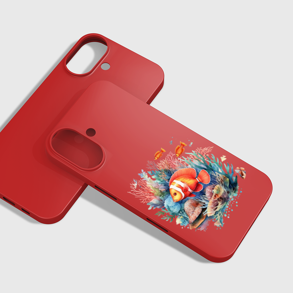 Watercolor Clownfish and Tropical Coral Reef iPhone 16 Plus Case