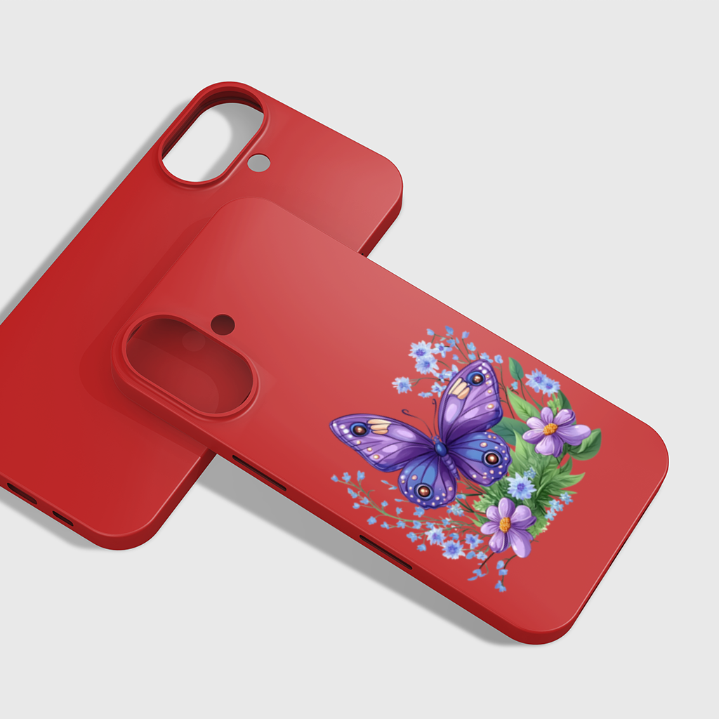 Cottagecore Purple Butterfly Floral iPhone 16 Plus Case