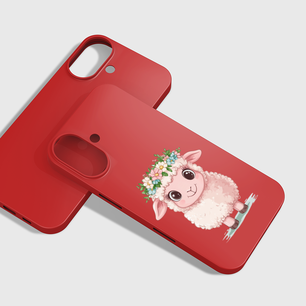 Kawaii Flower Crown Pink Lamb iPhone 16 Plus Case