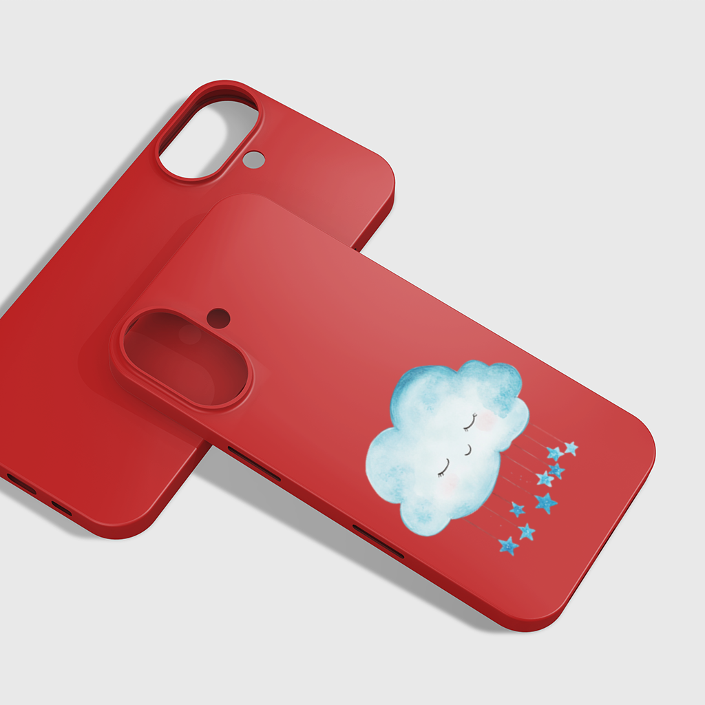 Watercolor Sleepy Cloud and Blue Stars iPhone 16 Plus Case
