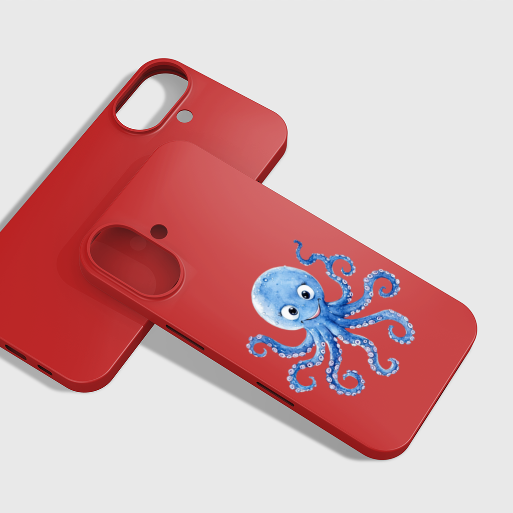 Cute Blue Watercolor Octopus iPhone 16 Plus Case