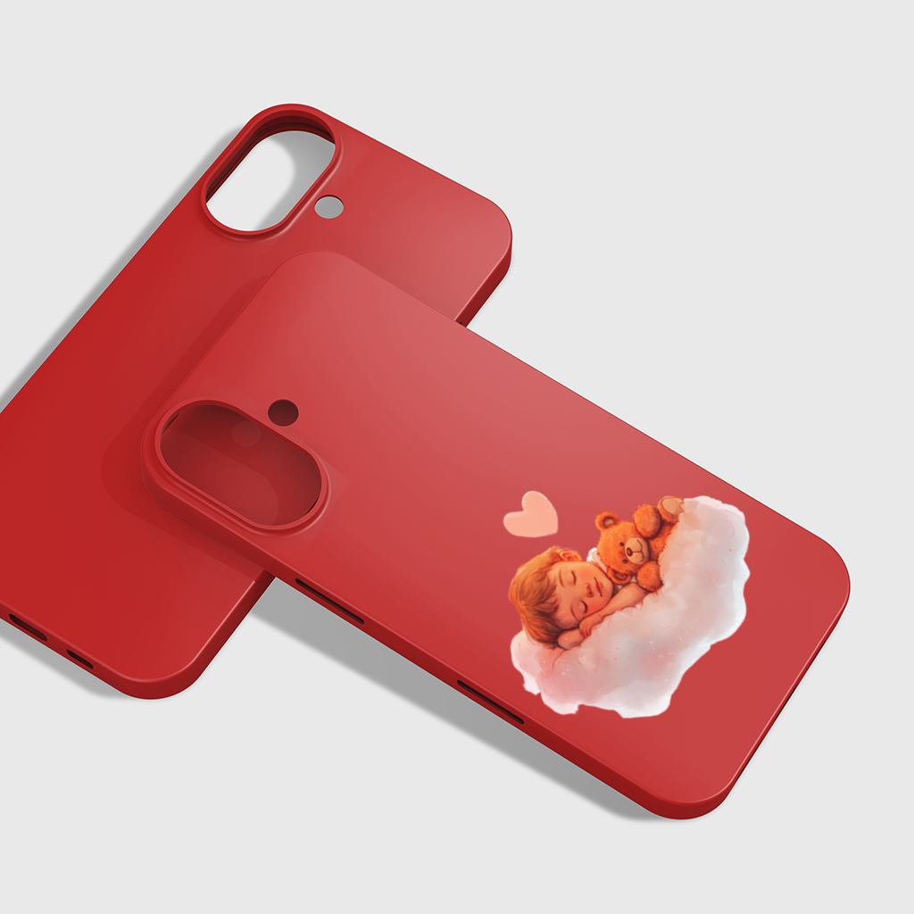Sleeping Baby on Cloud with Teddy Bear iPhone 16 Plus Case