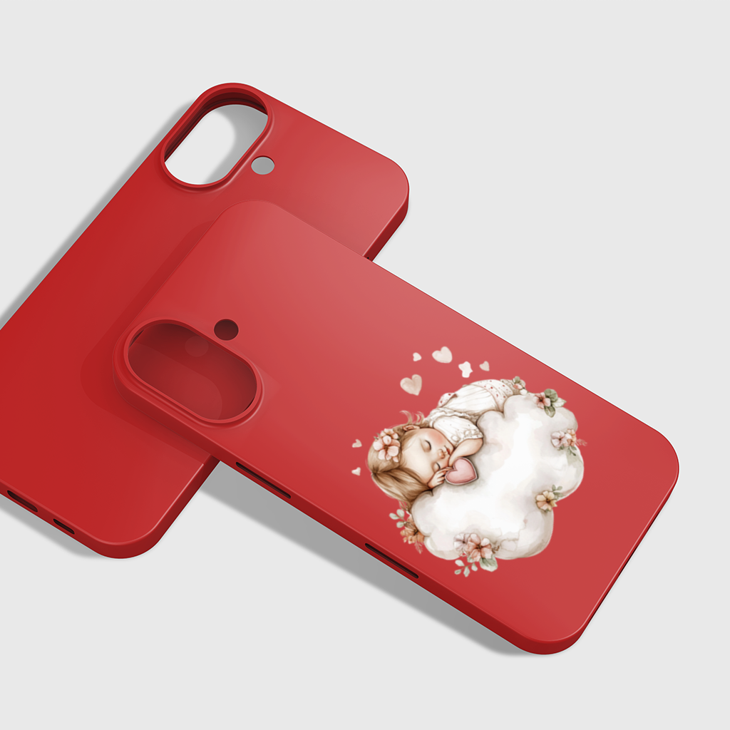 Sleeping Baby Girl on Floral Cloud iPhone 16 Plus Case