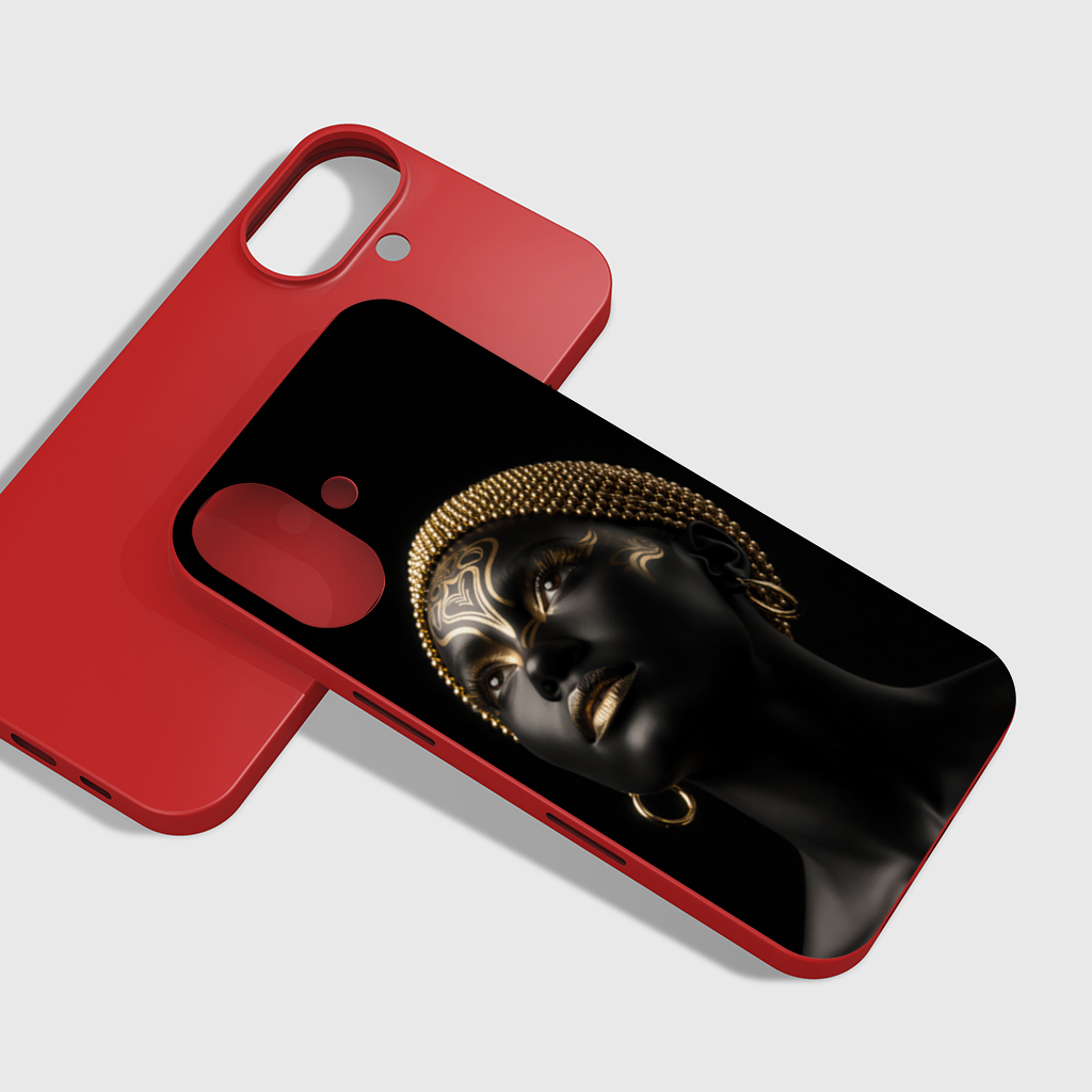 Gold Afrofuturistic Black Woman iPhone 16 Plus Case
