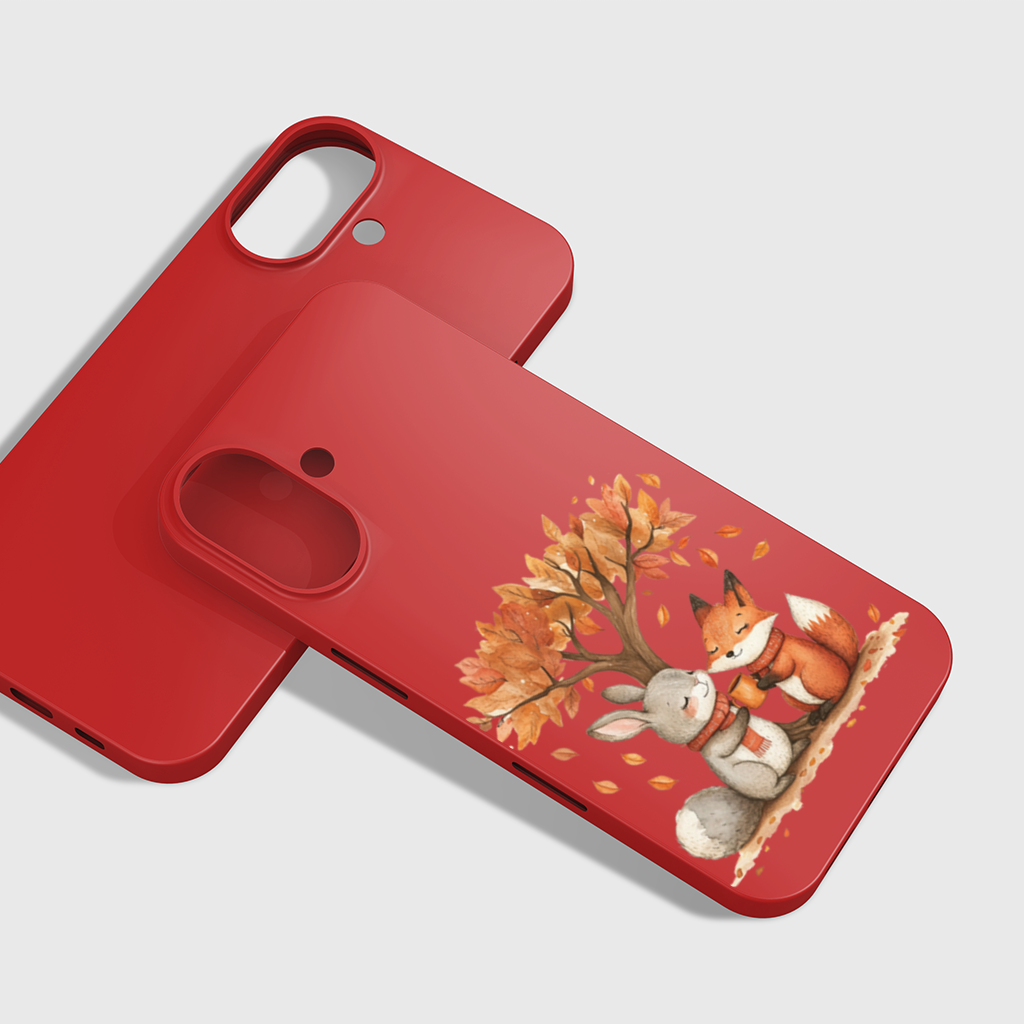 Cozy Autumn Fox and Rabbit iPhone 16 Plus Case