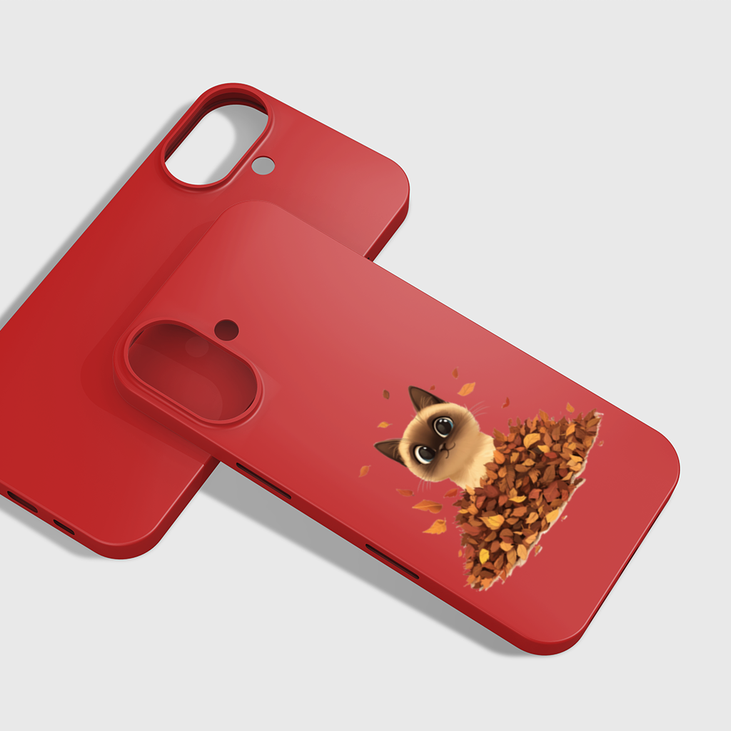 Siamese Cat in Autumn Leaf Pile iPhone 16 Plus Case