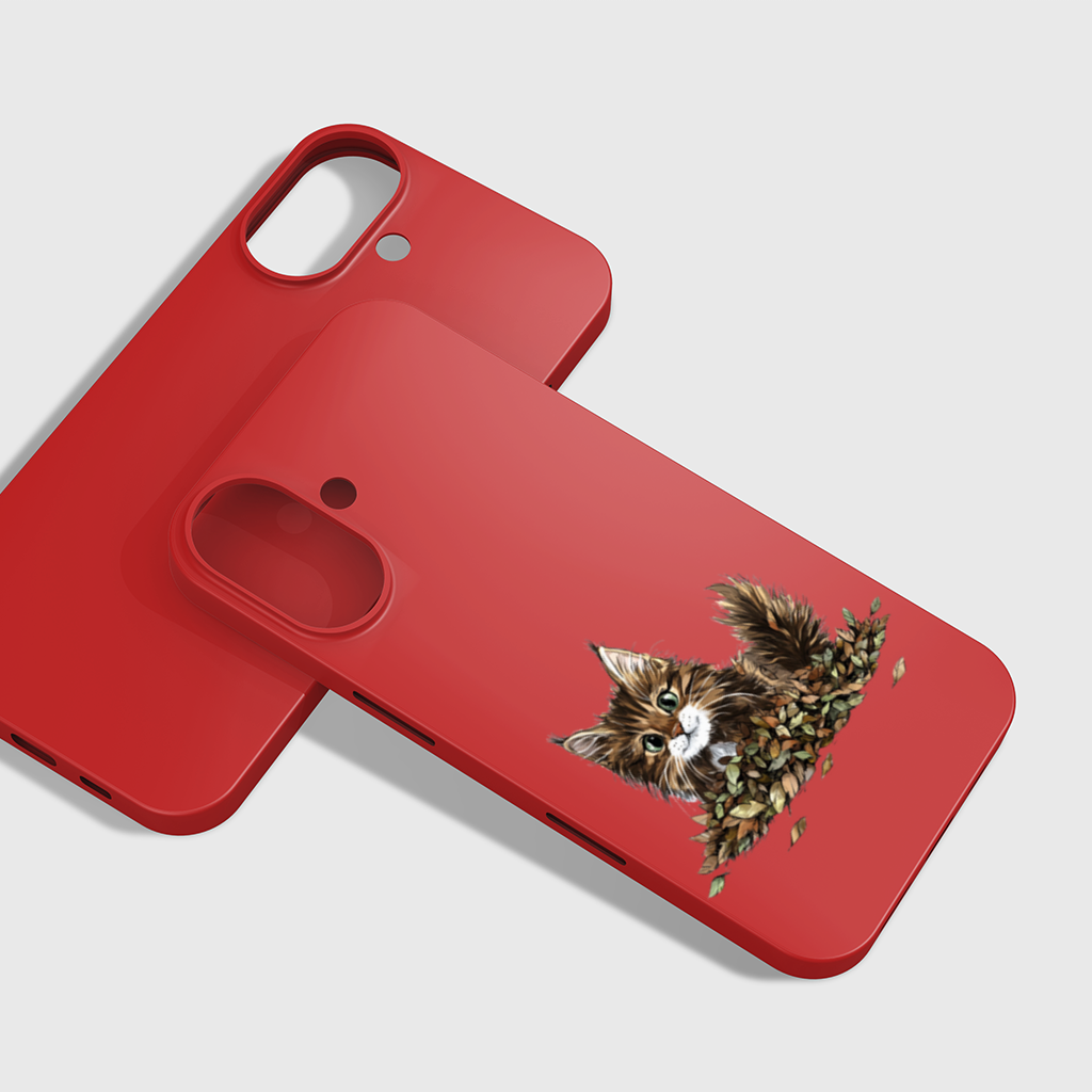 Cute Fluffy Kitten in Autumn Leaves iPhone 16 Plus Case