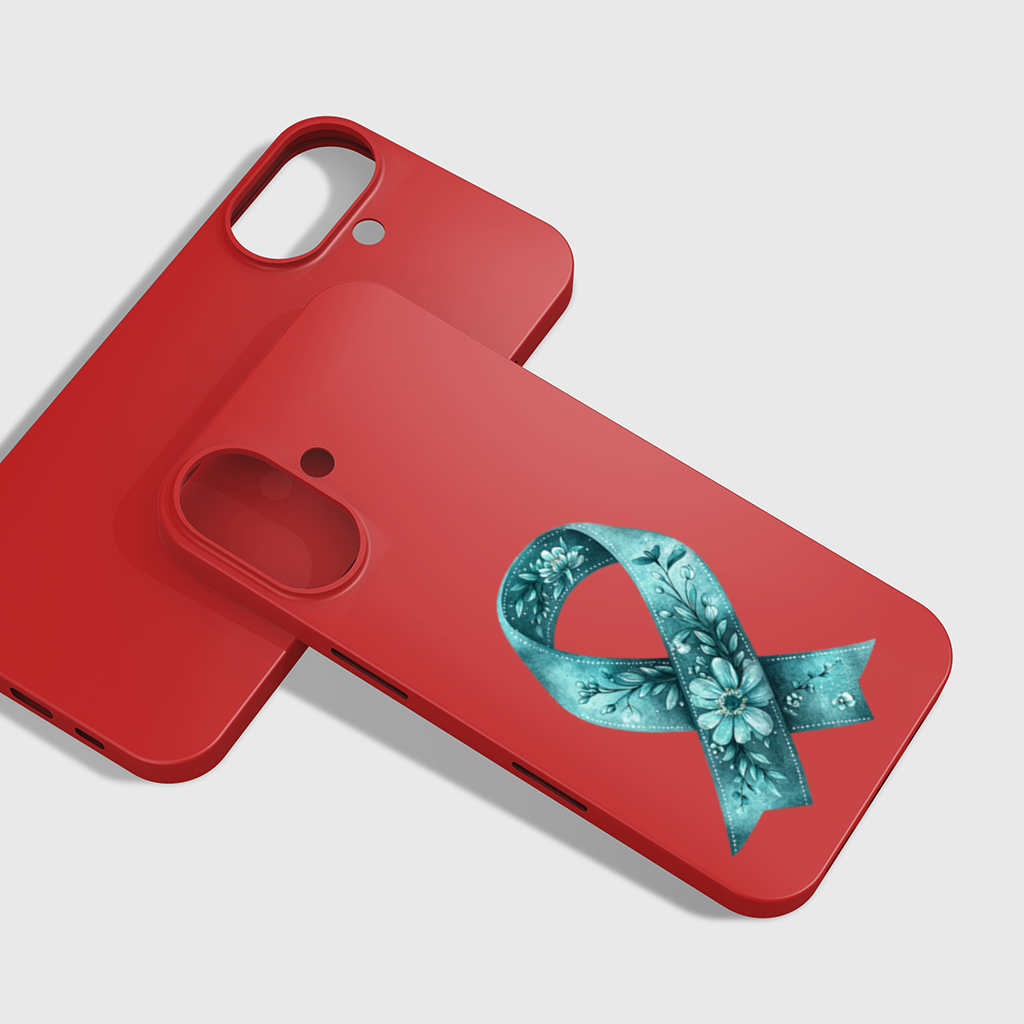 Floral Teal Awareness Ribbon iPhone 16 Plus Case