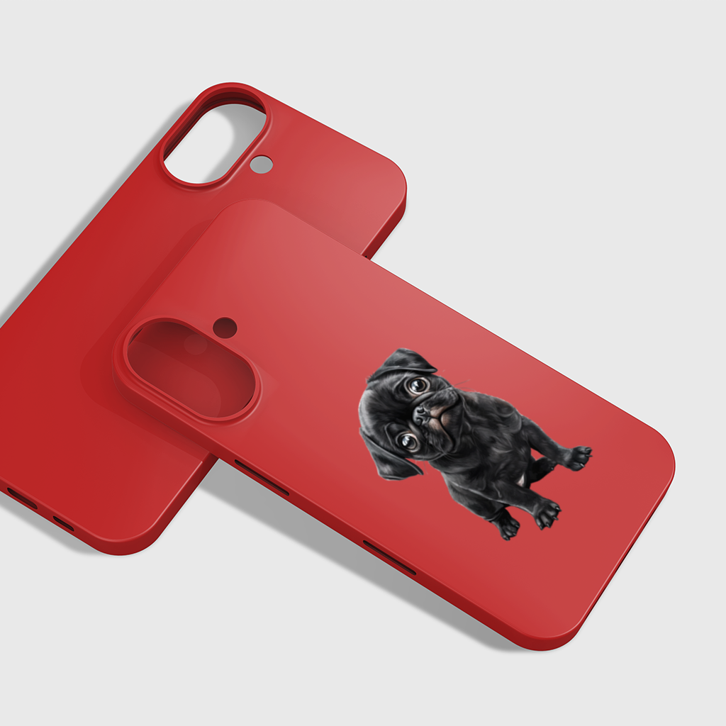 Innocent Black Pug Puppy iPhone 16 Plus Case