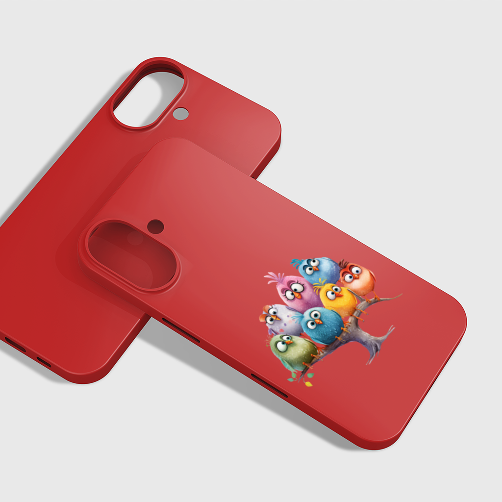 Daldaki Renkli Sevimli Kuşlar iPhone 16 Plus Kılıfı