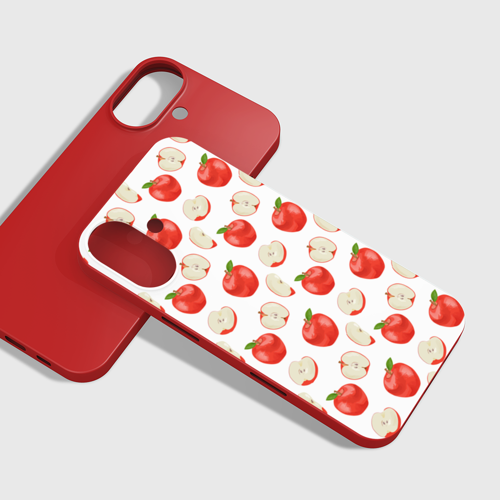 Kırmızı Elma Dilimleri iPhone 16 Plus Kılıfı
