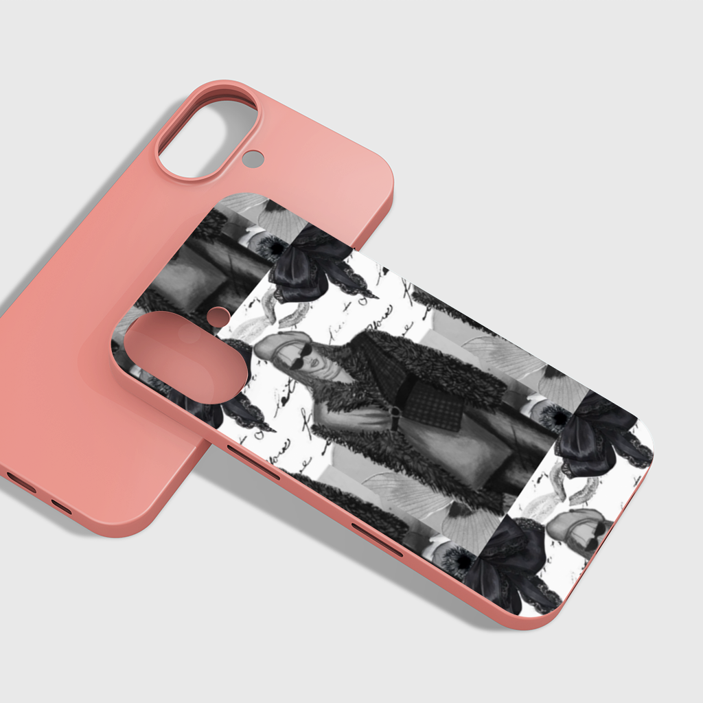 Black White Illustration iPhone 16 Plus Case