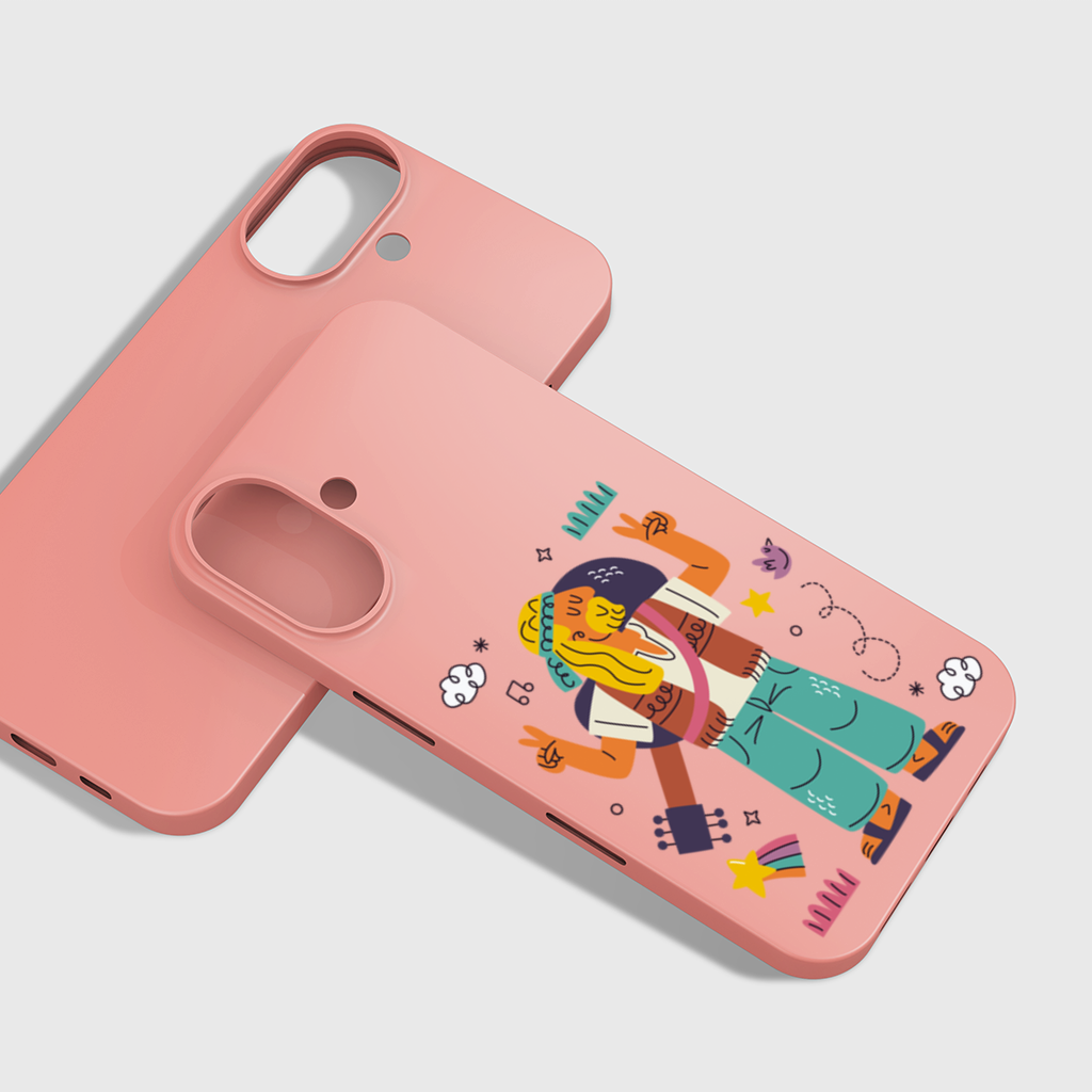 Retro Hippie Character iPhone 16 Plus Case
