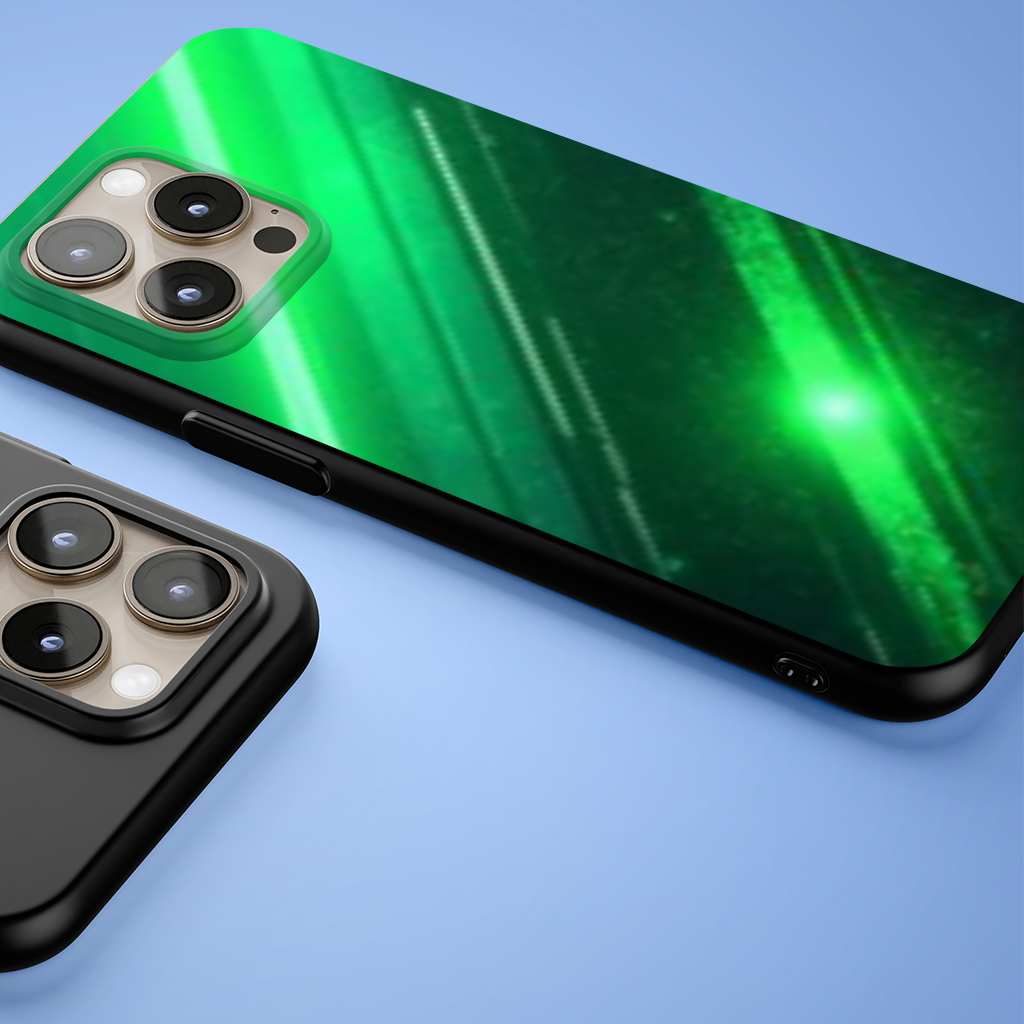 Green bright strips on black background. iPhone 15 Pro Max Case