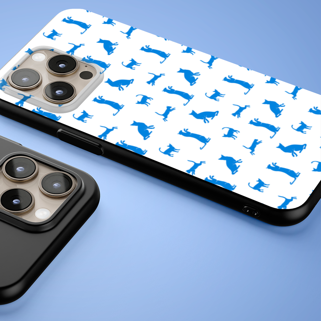 Blue Cat Silhouettes Seamless Pattern iPhone 15 Pro Max Case