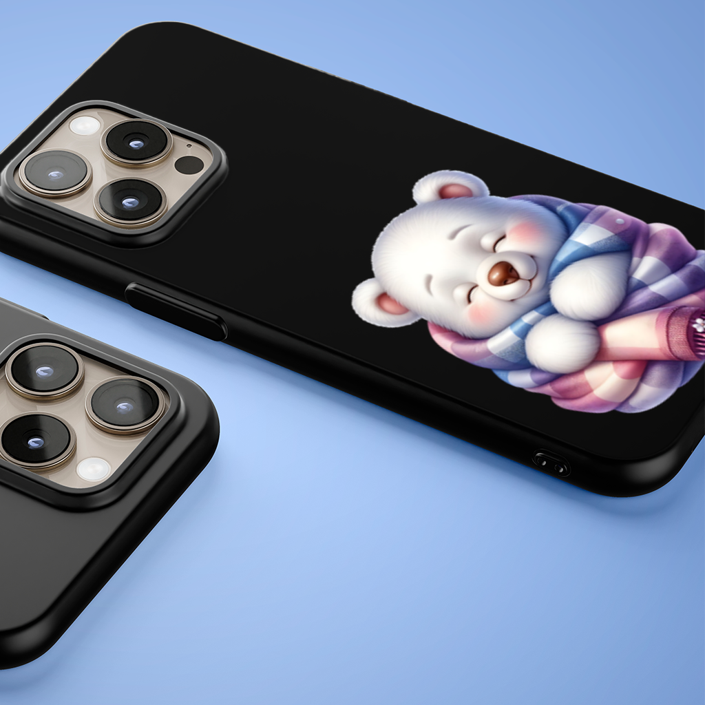 Cozy Sleepy Polar Bear Cub iPhone 15 Pro Max Case