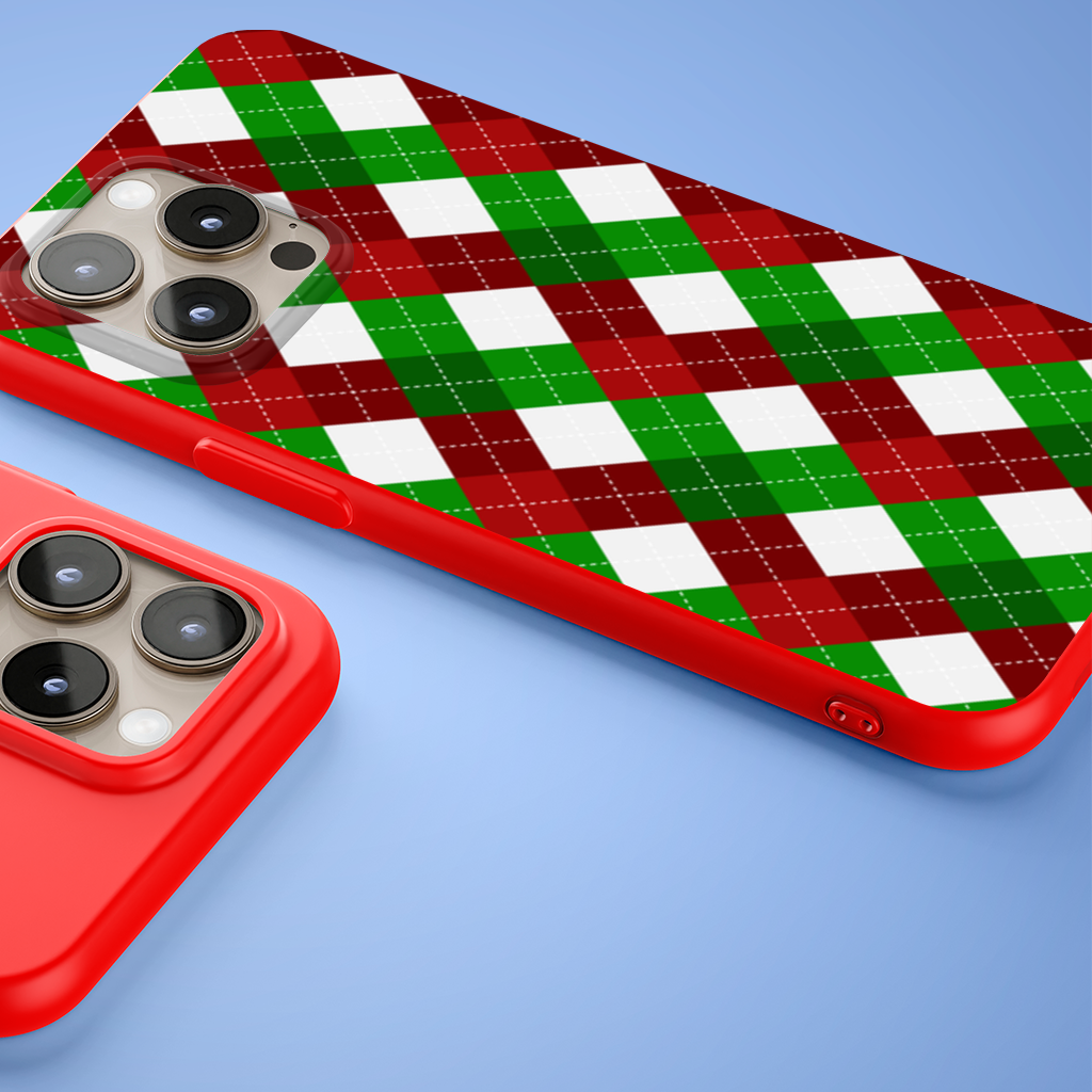 Red Green Argyle Plaid Background Pattern iPhone 15 Pro Max Case