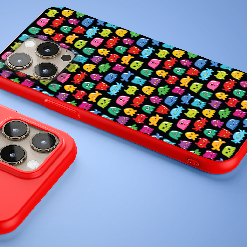 Cute Colorful Monsters Seamless Pattern iPhone 15 Pro Max Case