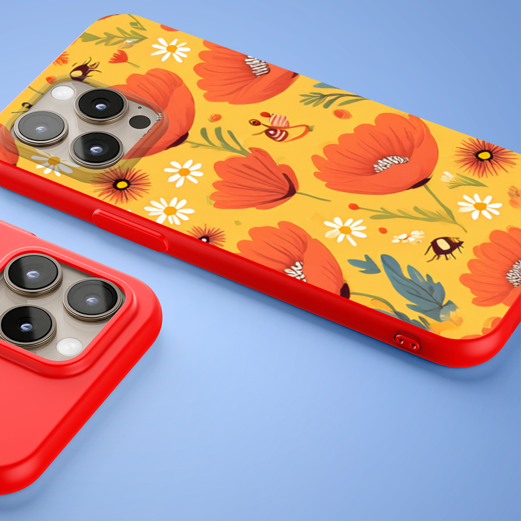 Çiçek ve Böcek Deseni Renkli Pattern iPhone 15 Pro Max Kılıfı
