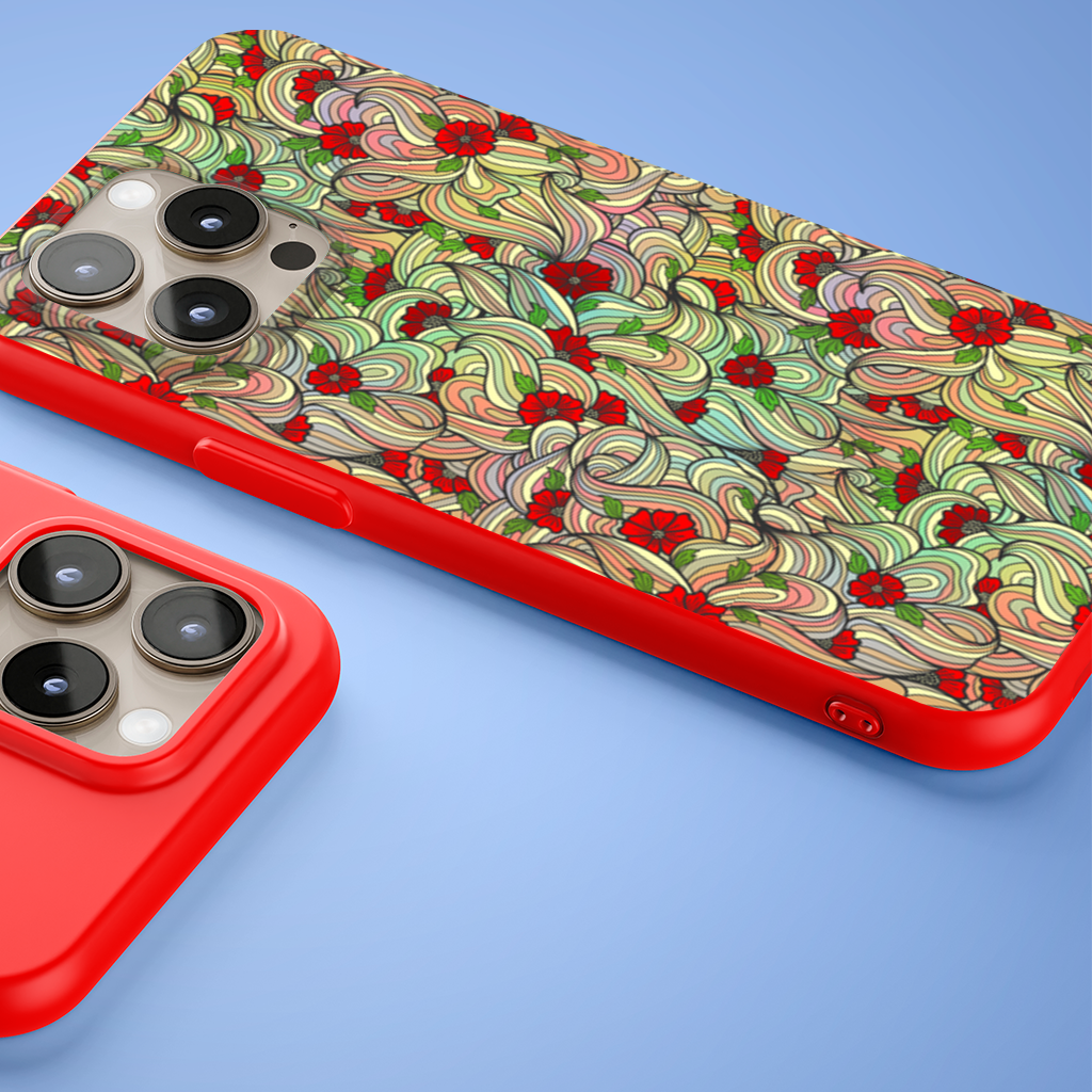 Floral Retro Wavy Pattern iPhone 15 Pro Max Case