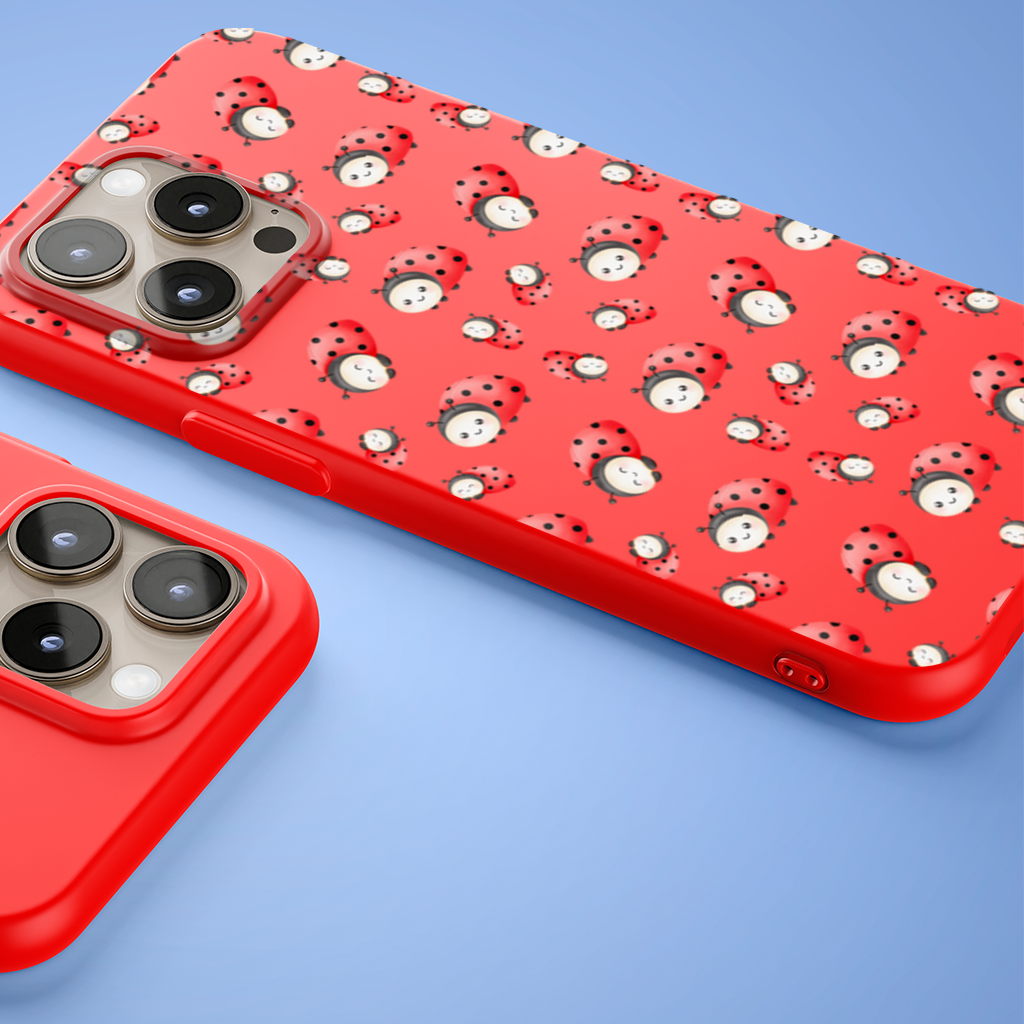 Cute Kawaii Ladybug Pattern iPhone 15 Pro Max Case