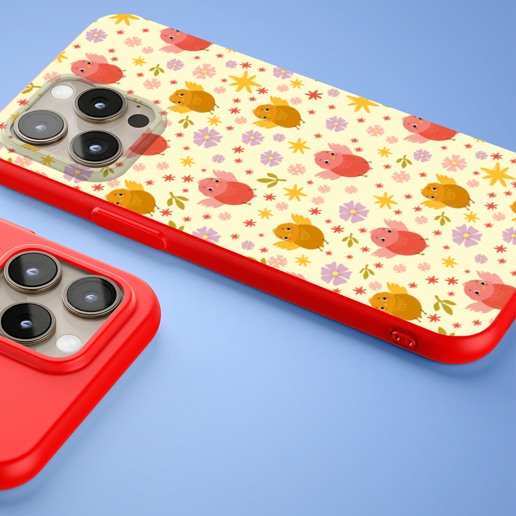Cute Birds and Floral Pastel Spring Pattern Illustration iPhone 15 Pro Max Case