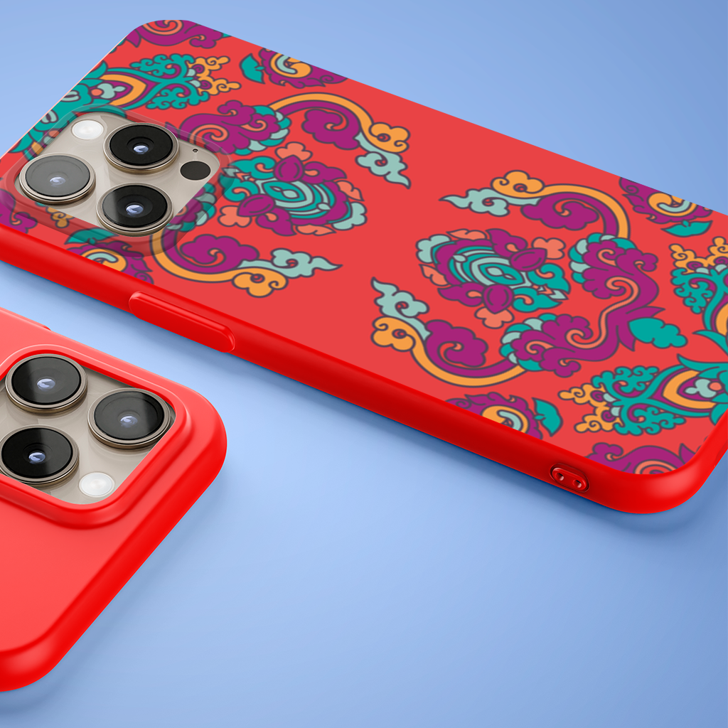 Vibrant Red Oriental Mandala Pattern iPhone 15 Pro Max Case