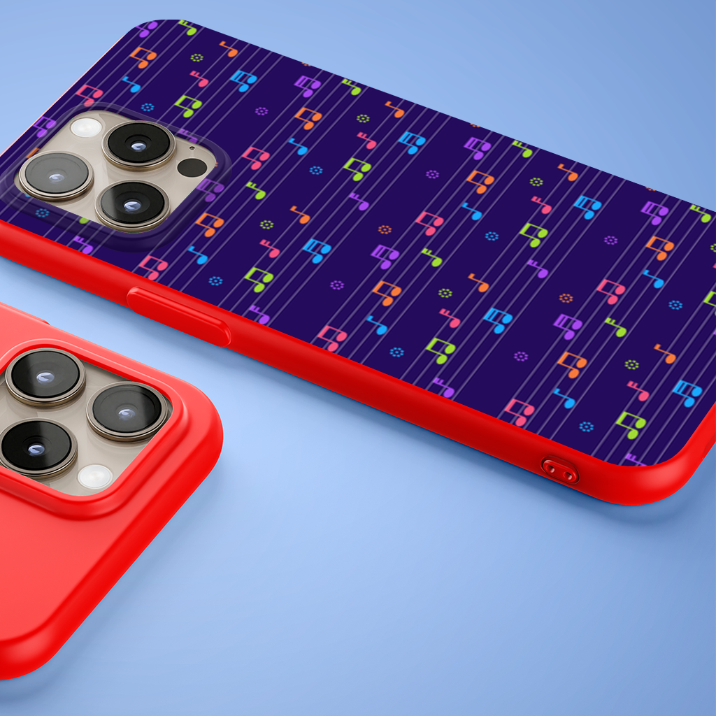 Colorful Music Notes and Modern Rhythm Seamless Pattern iPhone 15 Pro Max Case