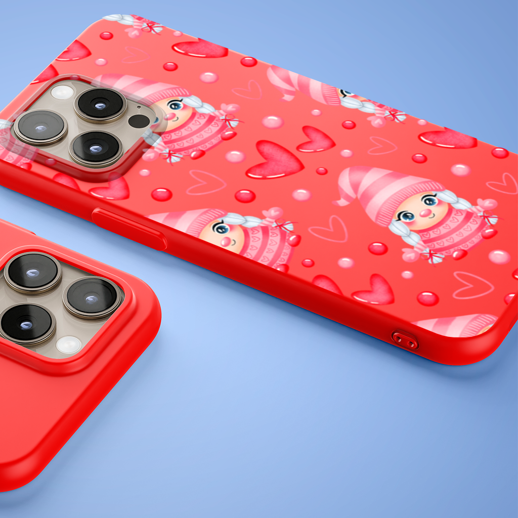 Cute Pink Baby Girl Valentines Day Heart Pattern Design iPhone 15 Pro Max Case