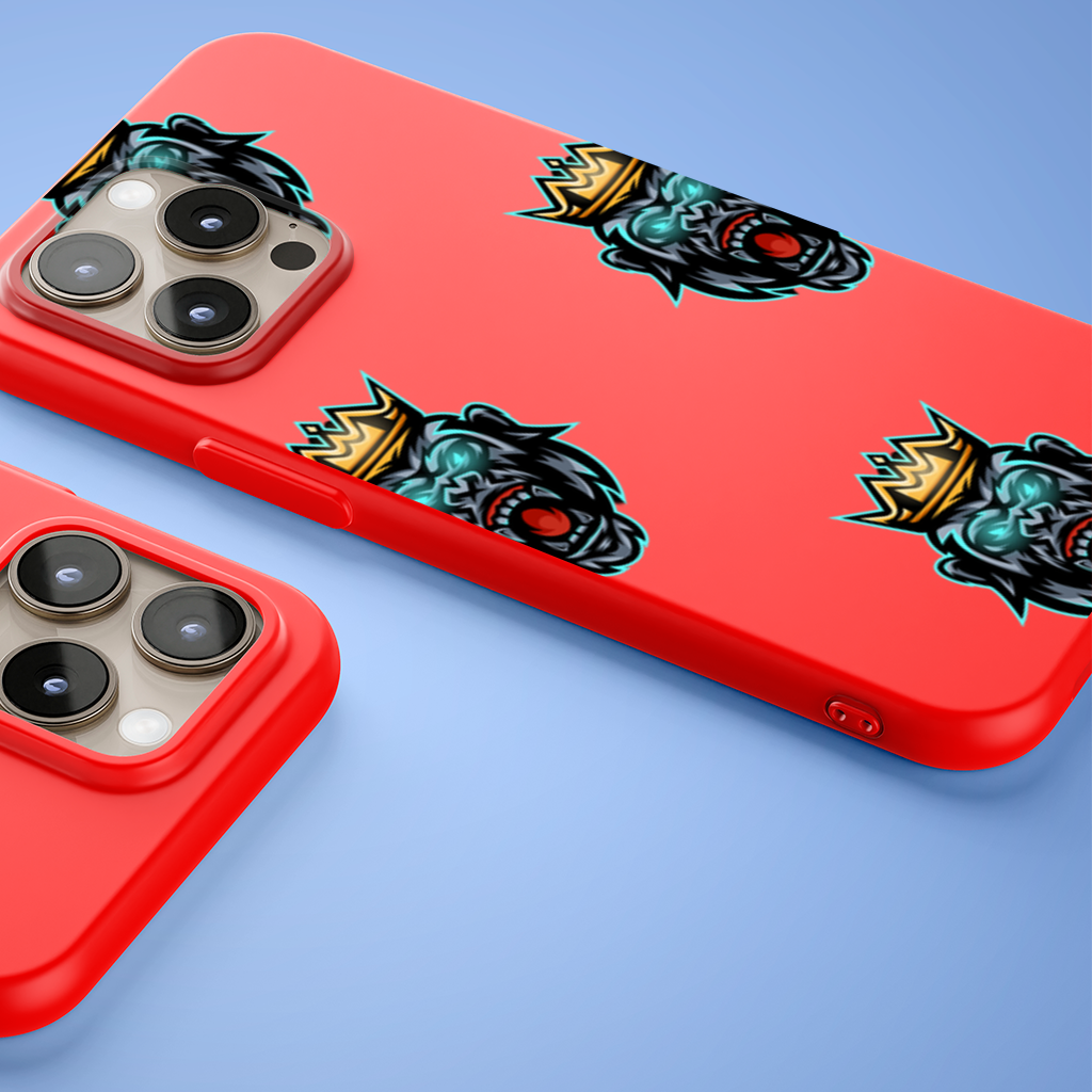 Taçlı Öfkeli Goril Kral Grafiği - Neon Detaylı Maskot iPhone 15 Pro Max Kılıfı