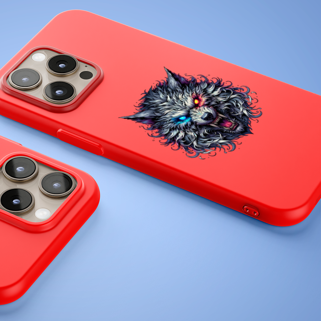Fierce Wolf Head Illustration Heterochromia Eyes, Savage Wolf iPhone 15 Pro Max Case