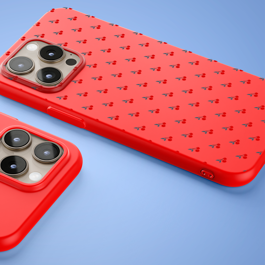 Minimal Cherry Repeat Pattern Background iPhone 15 Pro Max Case